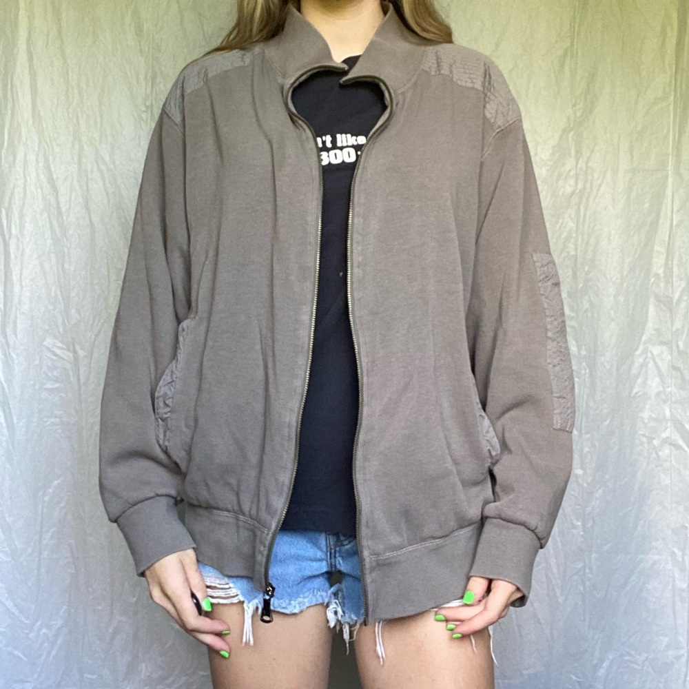 Hawke & Co. XL Grey With Soft Black Faux Fur Lining Zip Up Bomber Jacket